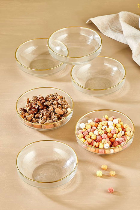 Hermia Set de 6 Cuencos de Vidrio Transparente 15 cm Elegantes y Duraderos para Cocina y Mesa